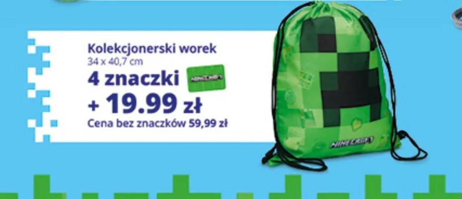 Worek kolekcjonerski Minecraft 34x40,7cm promocja w Auchan