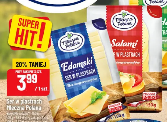 Ser salami w plastrach Mleczna Polana promocja w POLOmarket