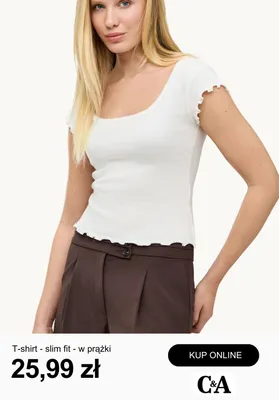 T-shirt slim fit w prążki C&A promocja w C&A