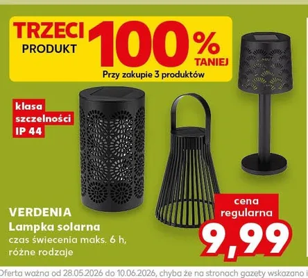 Lampka solarna Verdenia klasa szczelności IP 44 promocja w Kaufland