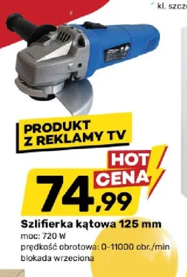 Szlifierka kątowa 125mm moc: 720W prędkość obrotowa: 0-11000 obr./min blokada wrzeciona promocja w Bricomarche