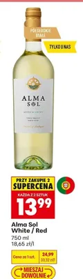 Wino białe półsłodkie Alma Sol White promocja w Biedronka