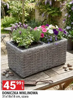Doniczka wiklinowa szara promocja w Merkury Market
