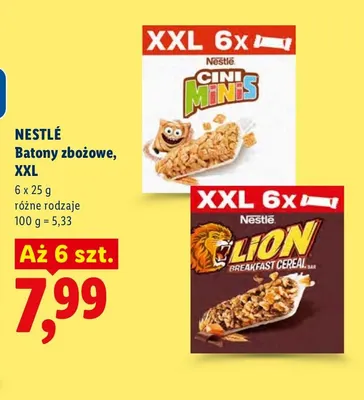 Batony zbożowe XXL Cini Minis Nestlé 6-pak promocja w Lidl