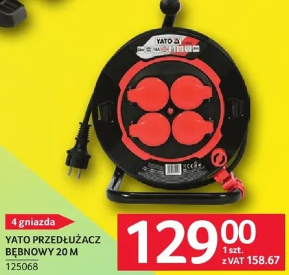 Przedłużacz bębnowy Yato 20 M 4 gniazda promocja w Selgros