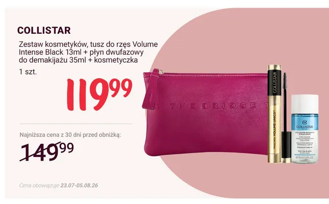 Zestaw kosmetyków COLLISTAR tusz do rzęs Volume Intense Black 13 ml + płyn dwufazowy do demakijażu 35 ml + kosmetyczka promocja w Rossmann