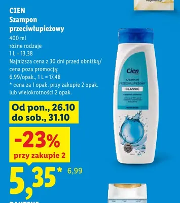 Szampon przeciwłupieżowy Cien promocja w Lidl