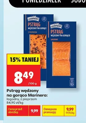 Pstrąg wędzony na gorąco łagodny Marinero promocja w Biedronka