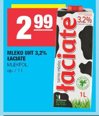 Mleko UHT 3,2% Łaciate promocja w SPAR