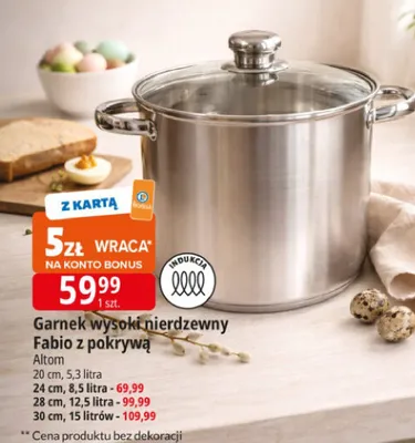 Garnek wysoki nierdzewny Fablo z pokrywą promocja w Leclerc