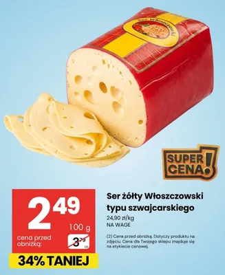 Ser żółty Włoszczowski typu szwajcarskiego promocja w Delikatesy Centrum