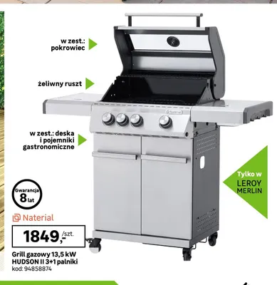 Grill gazowy Naterial Hudson II 3+1 palniki promocja w Leroy Merlin