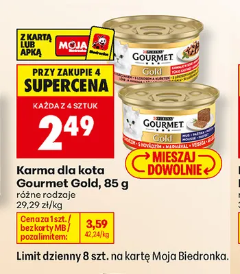 Karma dla kota Gourmet Gold mus z wołowiną promocja w Biedronka