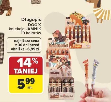 Długopis DOG X Wikam kolekcja JAMNIK 10 kolorów promocja w Carrefour