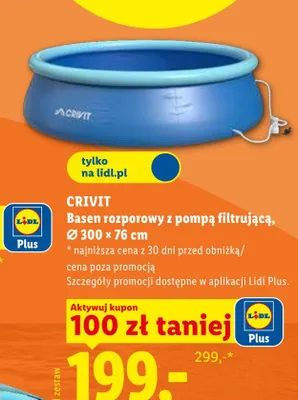 Basen rozporowy z pompą filtrującą CRIVIT Ø 300x76cm promocja w Lidl