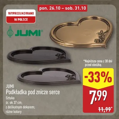 Podkładka pod znicze serce Jumi promocja w Aldi