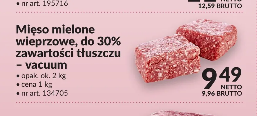 Mięso mielone wieprzowe do 30% zawartości tłuszczu vacuum promocja w Makro