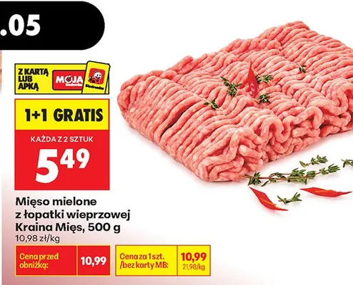 Mięso mielone z łopatki wieprzowej Kraina Mięs promocja w Biedronka