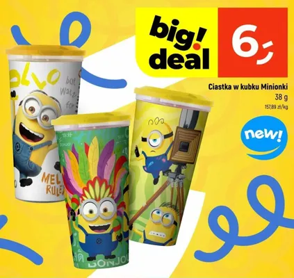 Ciastka w kubku Minionki promocja w Dealz
