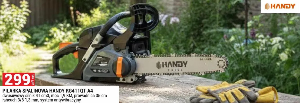 Pilarka spalinowa RG411QT-A4 dwusuwowy silnik 41 cm3, moc 1,9 KM, prowadnica 35 cm łańcuch 3/8 1,3 mm, system antywibracyjny promocja w Merkury Market