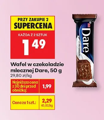Wafel w czekoladzie mlecznej Dare promocja w Biedronka