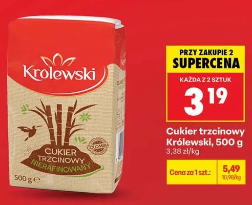 Cukier trzcinowy nierafinowany Królewski promocja w Biedronka