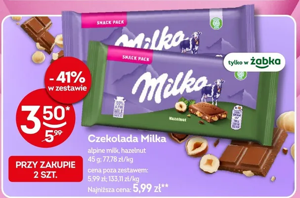 Czekolada alpine milk, hazelnut promocja w Żabka