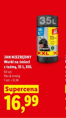 Worki na śmieci z taśmą Jan Niezbędny 35 l XXL promocja w Lidl