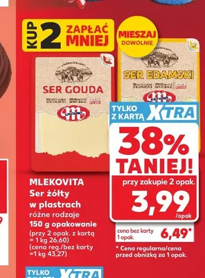 Ser żółty w plastrach MLEKOVITA promocja w Kaufland