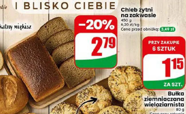 Chleb żytni na zakwasie promocja w Dino