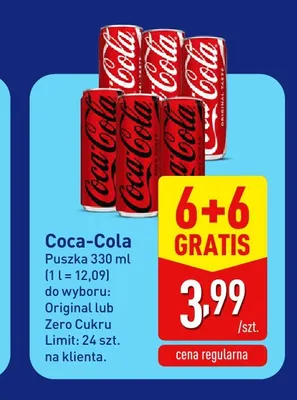 Napój gazowany Coca-Cola Zero Cukru promocja w Aldi