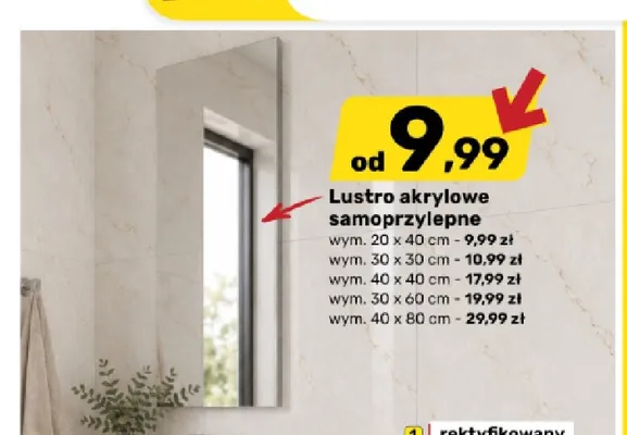 Lustro akrylowe samoprzylepne promocja w Bricomarche