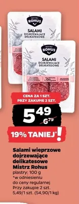 Salami wieprzowe dojrzewające delikatesowe Mistrz Rohus promocja w Netto