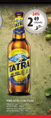 Piwo Tatra Jasne Pełne promocja w Arhelan