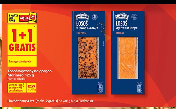 Łosoś wędzony na gorąco łagodny Marinero promocja w Biedronka
