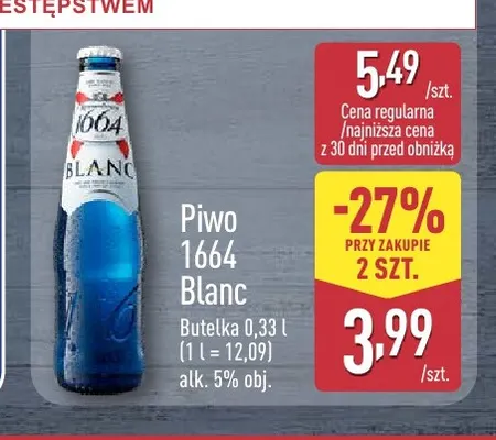 Piwo 1664 Blanc promocja w Aldi