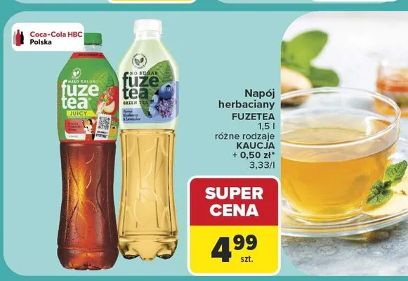 Napój herbaciany FuzeTea Black Tea Peach Hibiscus promocja w Carrefour Market