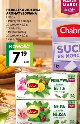 Herbatka ziołowa aromatyzowana Melisa z wiśnią Lipton promocja w Intermarche