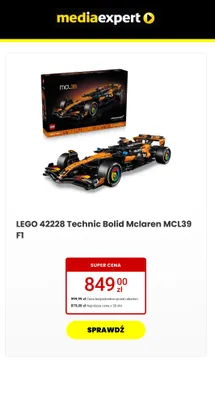 42228 Technic Bolid Mclaren MCL39 F1 promocja w Media Expert