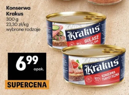 Konserwa Krakus Gulasz angielski promocja w Delikatesy Centrum