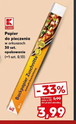 Papier do pieczenia w arkuszach K-Classic promocja w Kaufland