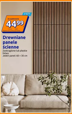 Drewniane panele ścienne płaskie listwy 4-pak promocja w Action