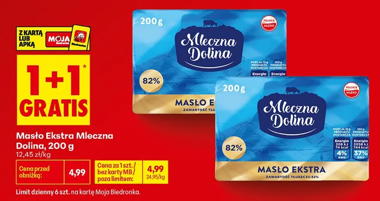 Masło Ekstra Mleczna Dolina promocja w Biedronka