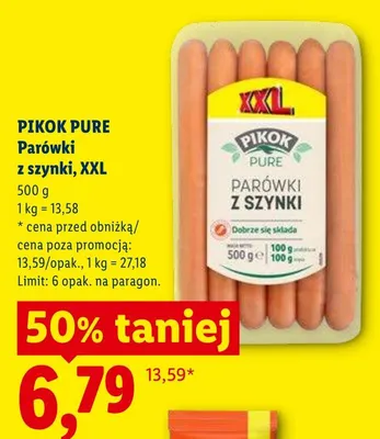 Parówki z szynki XXL PIKOK PURE promocja w Lidl