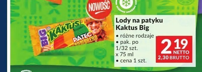 Lody na patyku Kaktus Big Rombrero promocja w Makro