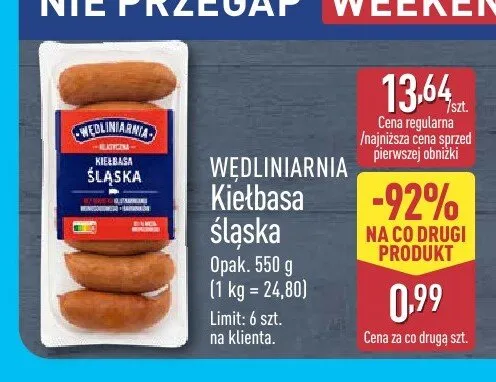 Kiełbasa śląska Wędliniarnia promocja w Aldi