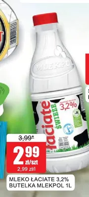 Mleko Łaciate butelka Mlekpol 3,2% promocja w Bingo