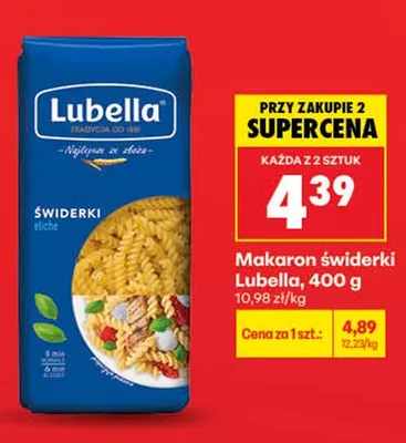 Makaron świderki Lubella promocja w Biedronka