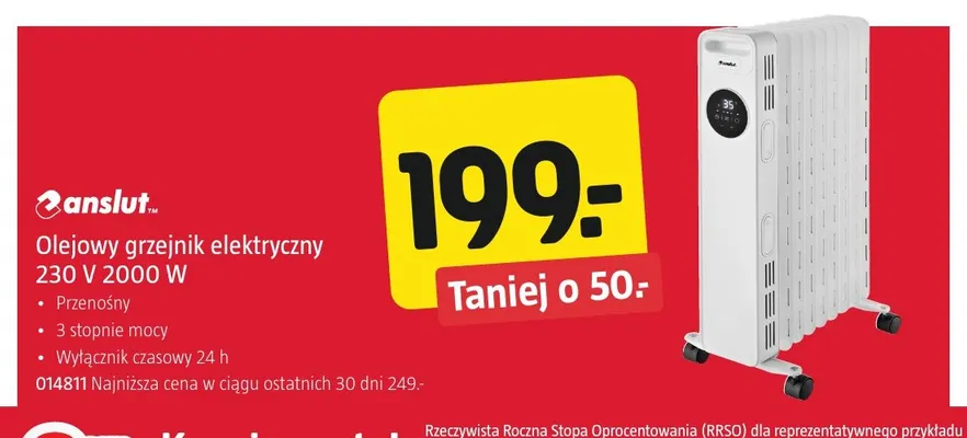 Olejowy grzejnik elektryczny Anslut promocja w Jula