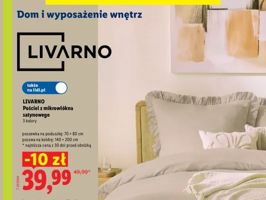 Pościel z mikrowłókna satynowego 140x200 cm Livarno promocja w Lidl